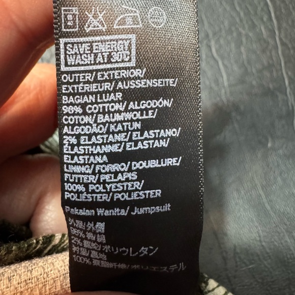 Topshop Tropical Leaf Print Romper Shorts Sz 6 Green Tan O-Ring Back  Festival - Picture 8 of 8